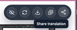 Scan Translator extension image toolbar with the Share translation button
